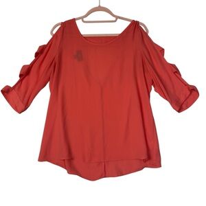Iz Byer Coral Cold Shoulder Blouse